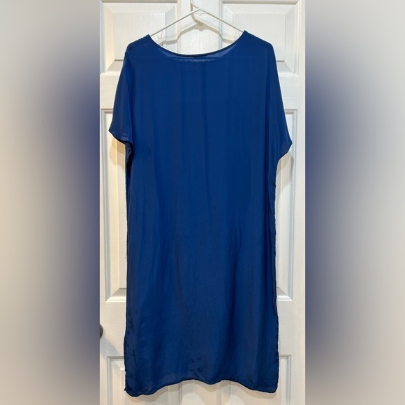 Sundance Caftan Nightgown Satin Shift Dress V Neck Lace Insert Women Size M - Picture 2 of 8